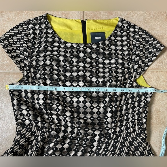 Anthropologie Maeve Jacquard Circle Black White Fit and Flare Dress, Size 6 - Picture 10 of 14